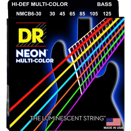 DR HANDMADE STRINGS DR Handmade Strings NMCB6-30-U Bass 6 String; Neon Multicolor - 30-125 Gauge NMCB6-30-U